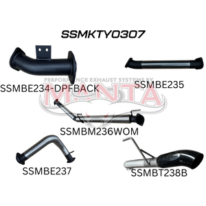 Manta TOYOTA LANDCRUISER 300 SERIES V6 3IN DPF BACK WITHOUT MUFFLERS, BLACK 4IN TIP